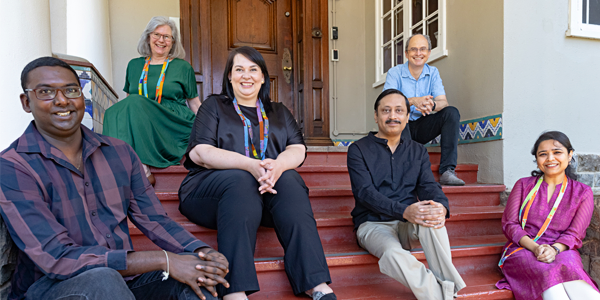 Clockwise from bottom left_ Shaun Aron, Michèle Ramsay, Zané Lombard, Ananyo Choudhury, Scott Hazelhurst, Dhriti Sengupta from the Sydney Brenner Institute for Molecular Bioscience and (Prof. Lombard) from the Wits Division of Human Genetics co authored the African genome migration study published as the cover story of Nature.